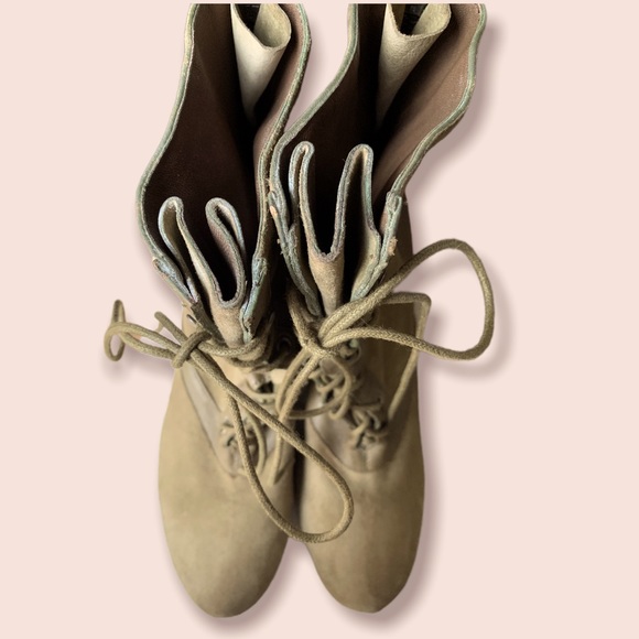 Bacio 61 Olive Green Suede and Leather Wedge Booties in size 9 - Picture 3 of 5